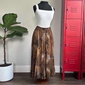 Y2K Brown Animal Print Patterned Maxi Skirt